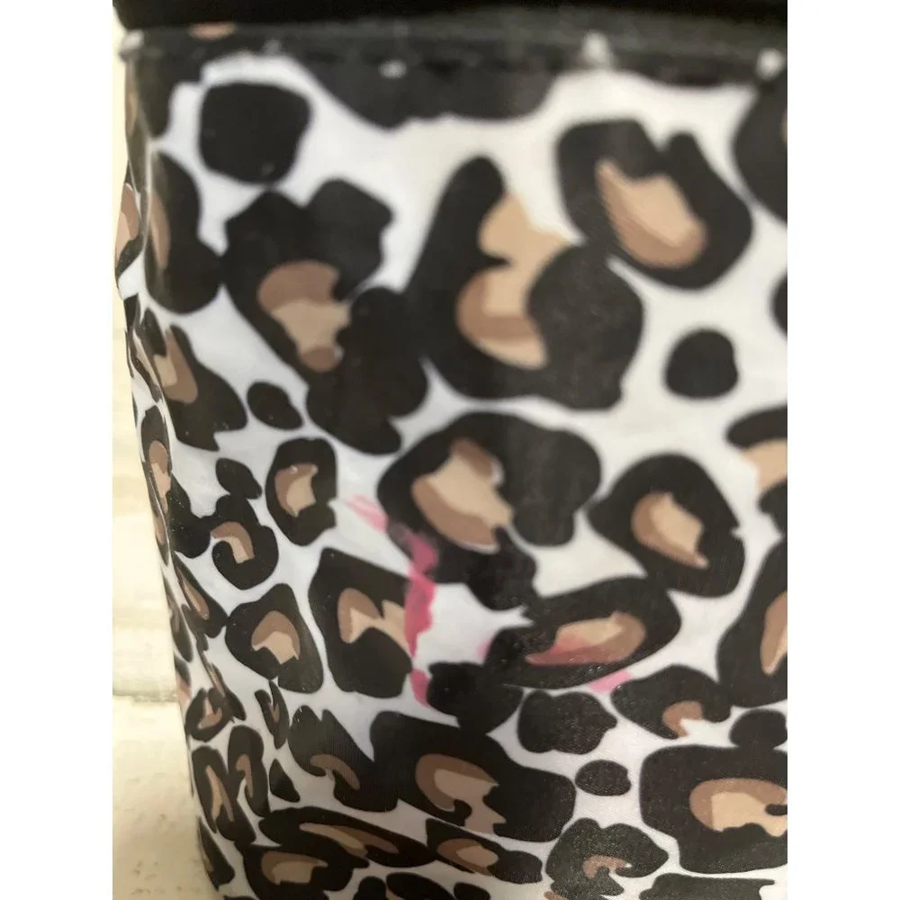 Modella zippered leopard print cosmetic bags. Set of two